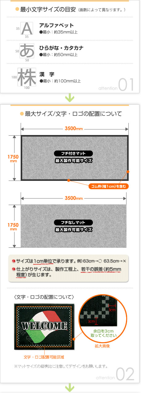 オリジナルマット-デザイン上の注意事項