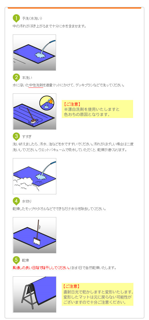ロゴ入りオリジナルマットメンテナンス方法